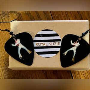 Elvis Guitar Pick Earrings by Royal Suzie NWOT